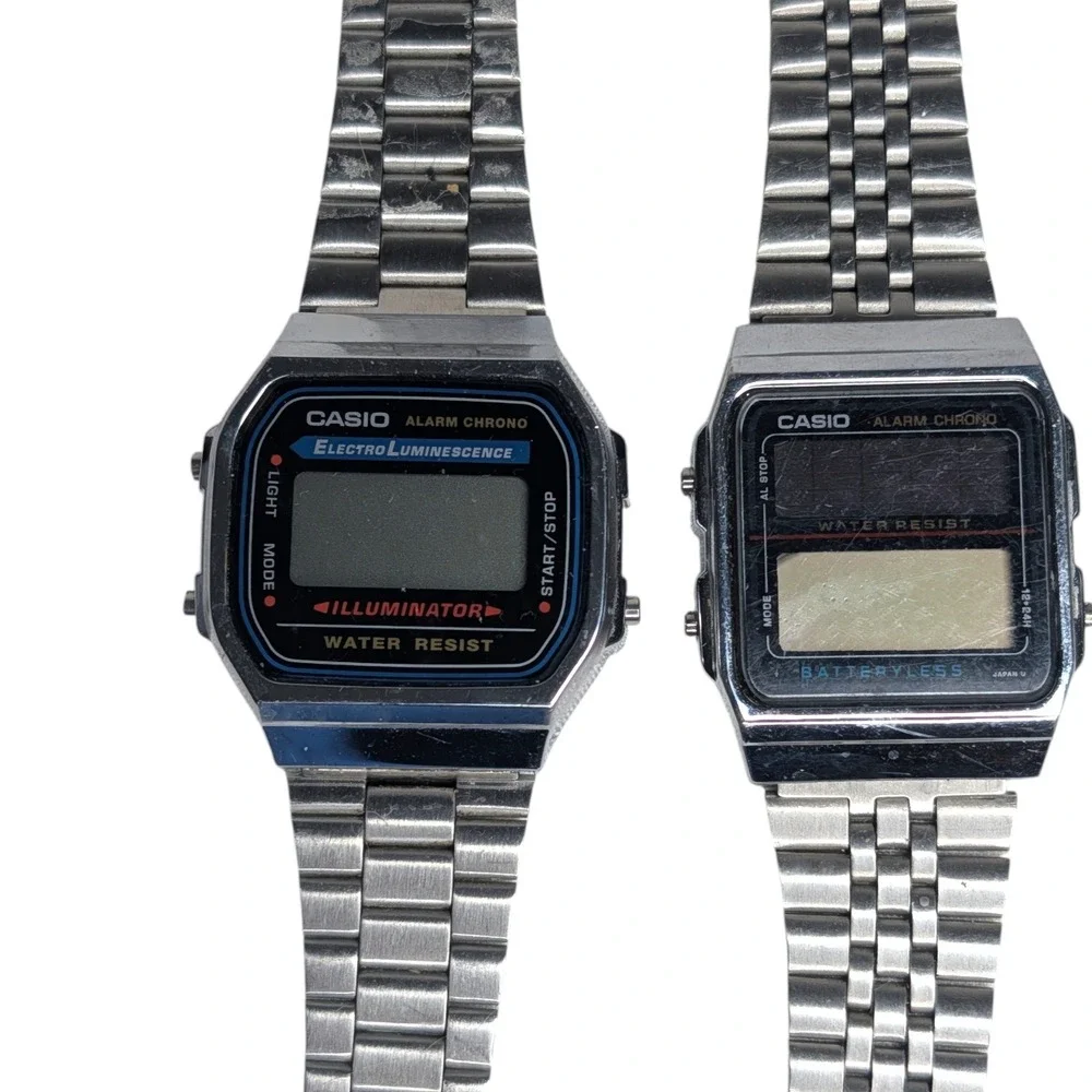 Lot of 3 Casio Watches A168 Illuminator AL-180 Batteryless AW-81 Telememo 30 Vtg